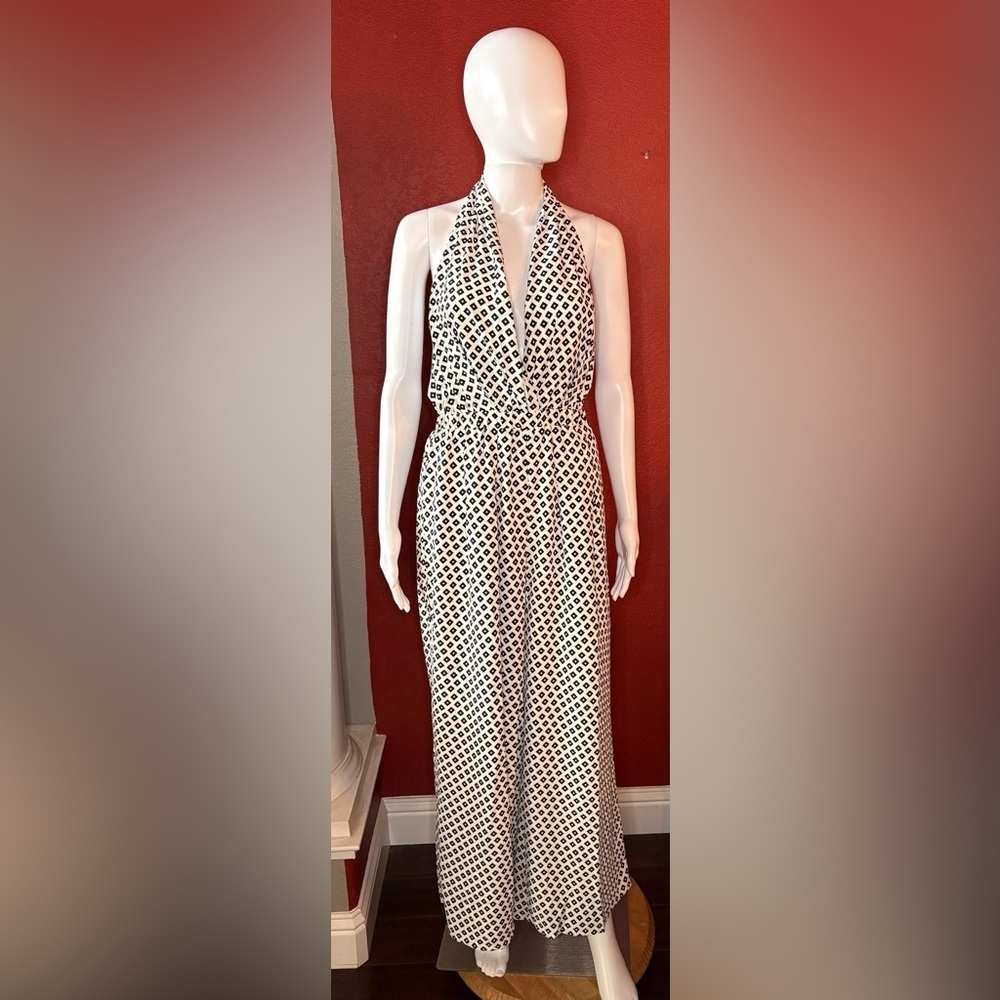 NWT SAYLOR Larkin Geometric Print Halter Wide Leg Jumpsuit. Size M